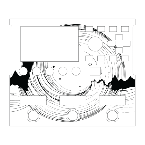 FM3 acrylic screen protector engraved with cyclone mountain