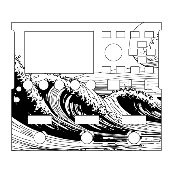 FM3 acrylic screen protector engraved with great wave off kanagawa moon wave
