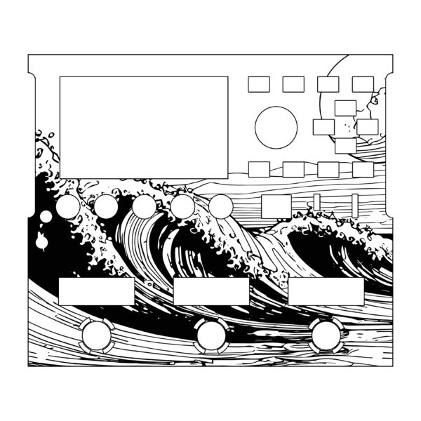 FM3 acrylic screen protector engraved with great wave off kanagawa moon wave
