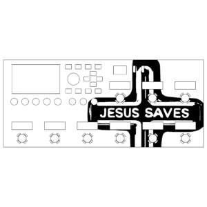 FM9 acrylic screen protector with custom design engrave Jesus Saves neon cross